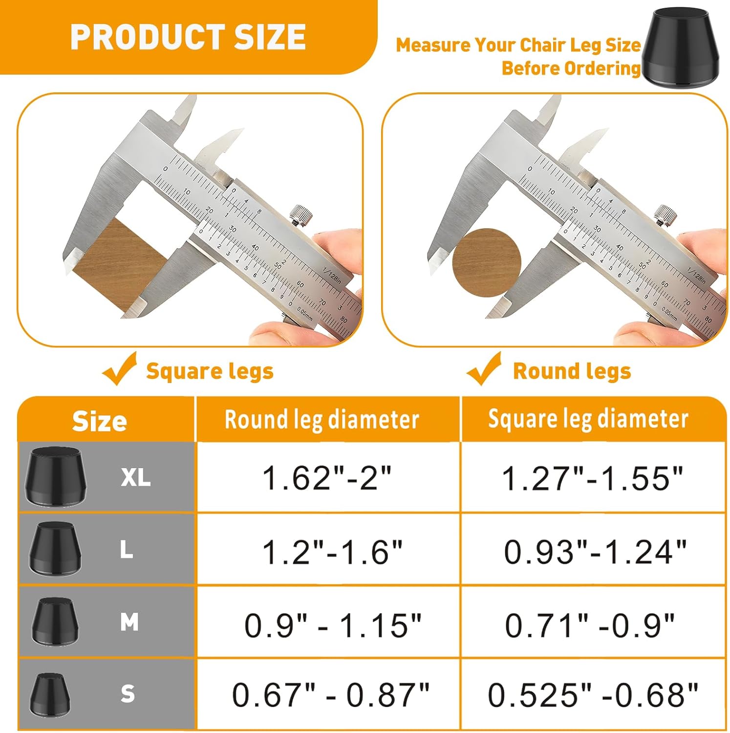 Furniture Sliders,24 PCS Chair Leg Sliders for Carpet, Furniture Movers Sliders, Carpet Chairs Furniture Glides, Floor Protectors, Carpet Moving Sliders Easily Move.(Black, Round Fit:0.67-0.87")