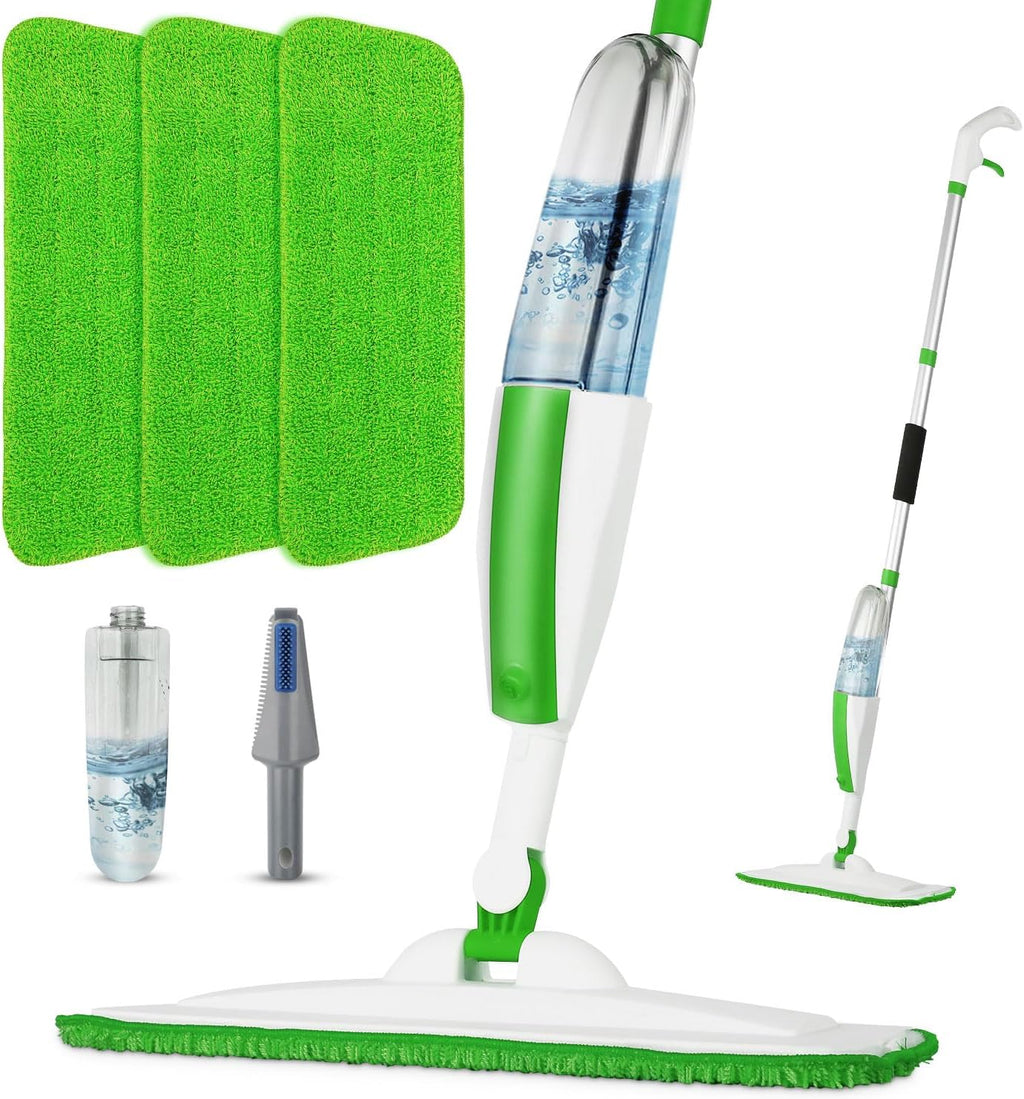 Mops for Floor Cleaning Wet Spray Mop with 14 oz Refillable Bottle and 3 Washable Microfiber Pads Home or Commercial Use Dry Wet Flat Mop for Hardwood Laminate Wood Ceramic