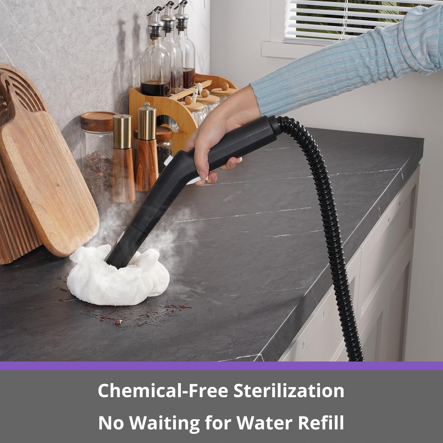 Steam Cleaner: 1650W, Fast 50-Sec Heat-Up-21-Piece Kit Refill Anytime-No Cooling-Detachable Hose Steamer Mop for Home Use Car Bed Furniture Bathroom Tile Grout Floor Cleaning And More Pink