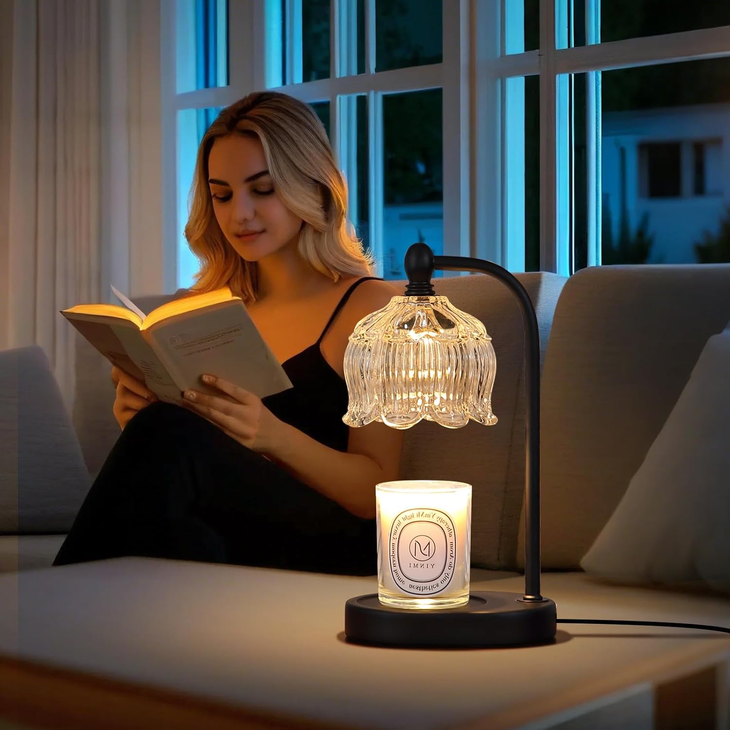 Black Candle Warmer Lamp with Timer and Dimmer,Flameless Wax Melt Warmer for Jar Candles with 2 Bulbs,House Warming Gifts,Mother's Day/Birthday/Christmas Gifts for Mom/Wife,Home Decor