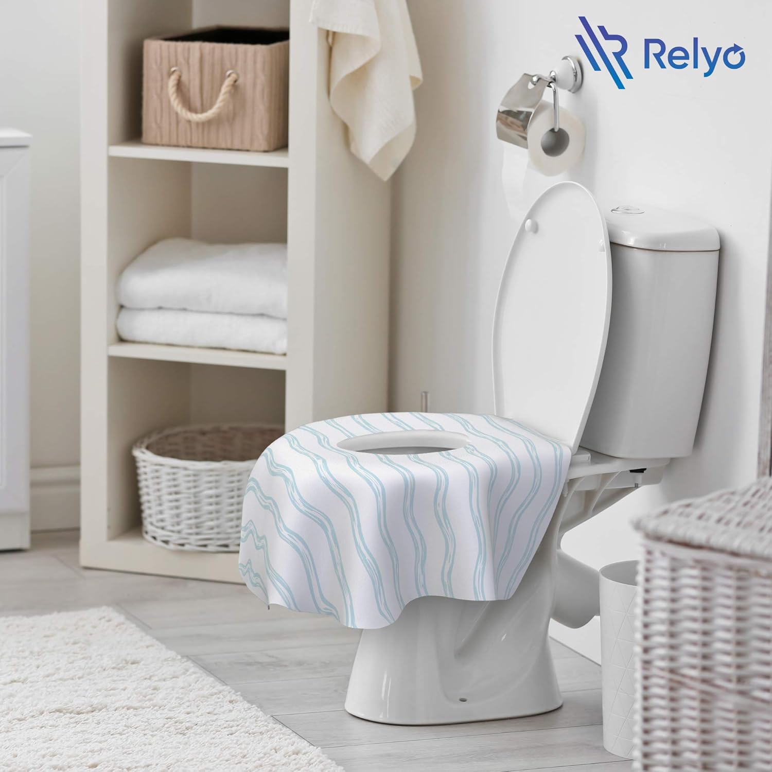 Toilet Seat Covers Disposable - 20 Pack - Waterproof, Ideal for Kids and Adults – Extra Large, Individually Wrapped for Travel, Toddlers Potty Training in Public Restrooms (Waves, 20)