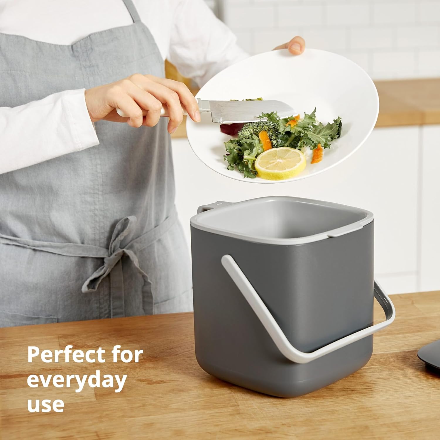 BLUE GINKGO Kitchen Compost Bin [2.6L / 0.69 GAL] – Filter-Free, Odor-Tight Countertop Food Waste Pail with Handles (Made in Korea, Green)