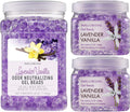 SMELLS BEGONE Odor Eliminator Gel Bead Value Pack - 72 oz - Air Freshener - Eliminates Odors in Bathrooms, Pet Areas, Boats, RVs & Cars - Made with Essential Oils - Lavender Vanilla Scent