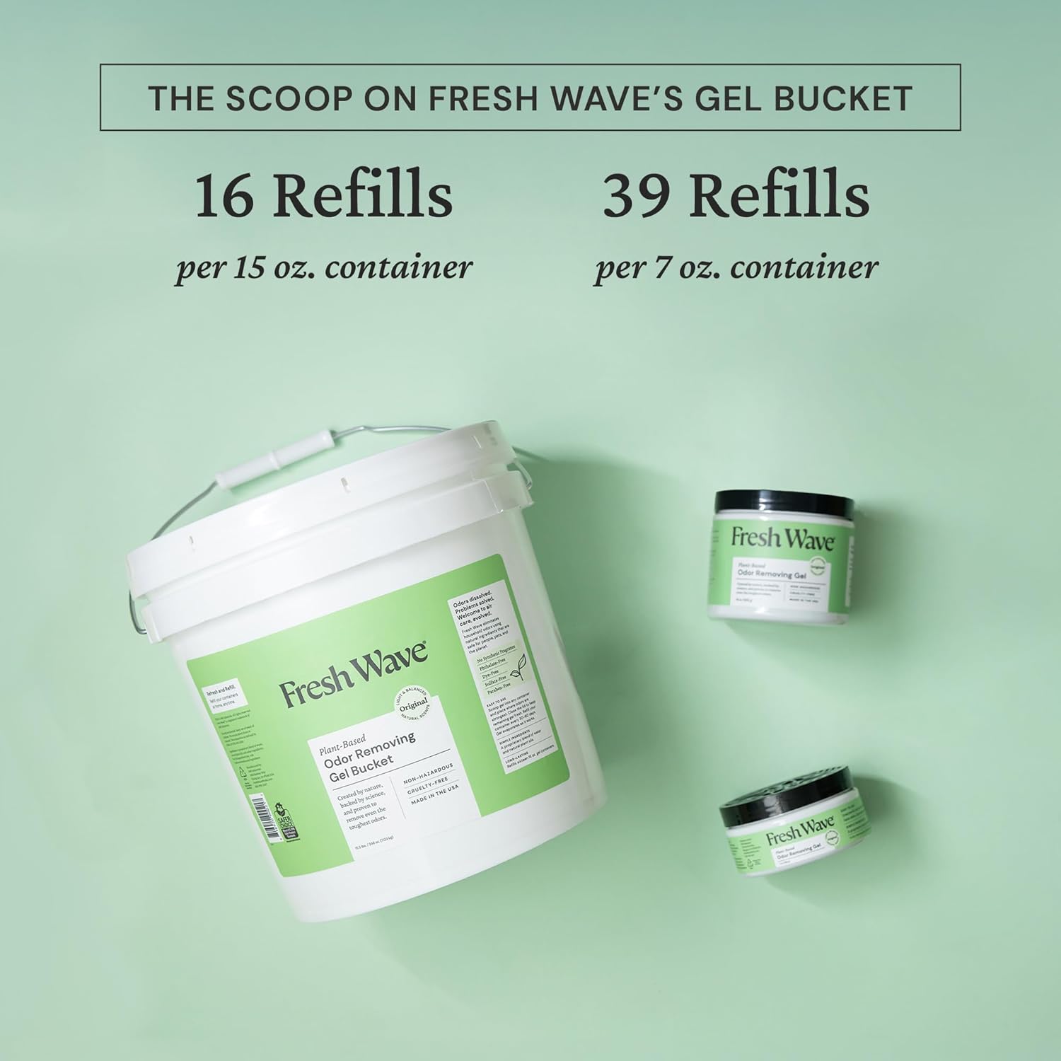 Fresh Wave Odor Removing Gel Bucket, 15.5 lb. (248 oz.), Original Scent Refill - Odor Absorbers for Home, Safer Odor Relief, Natural Plant-Based Odor Eliminator, For Cooking, Trash & Pets