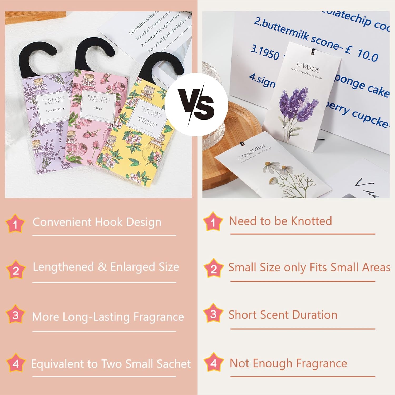 ROSE COTTAGE Large 12 Packs Apricot Blossom Hanging Closet Air Freshener Scented Sachets Long Lasting Smell Goods