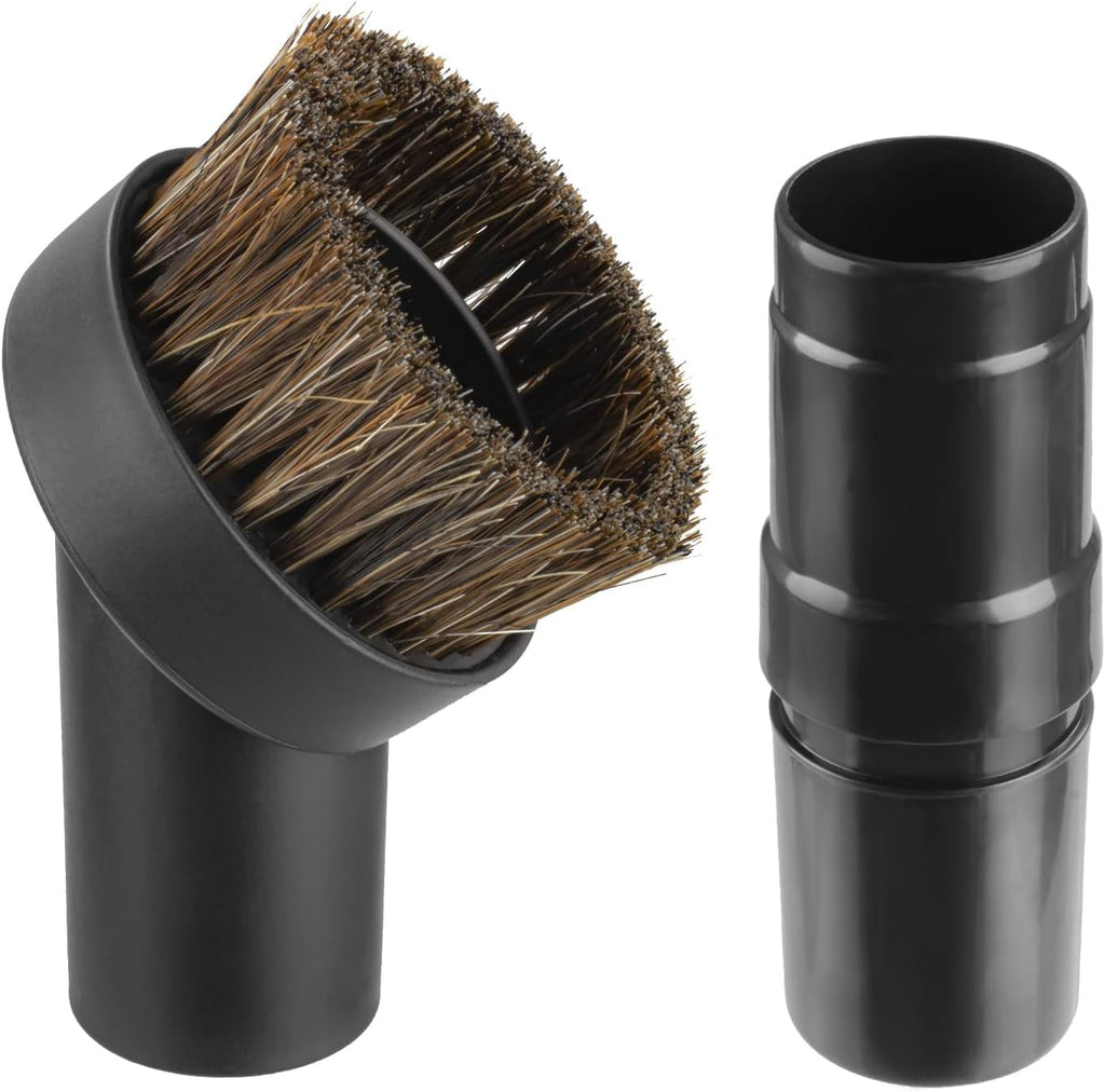 25mm Horse Hair Round Dust Brush, 1.25" Vacuum Brush Attachment with Vacuum Hose Adapter for Shark Vacuum and Shop Vac and Most Household Vacuum Cleaners - 2 Pcs