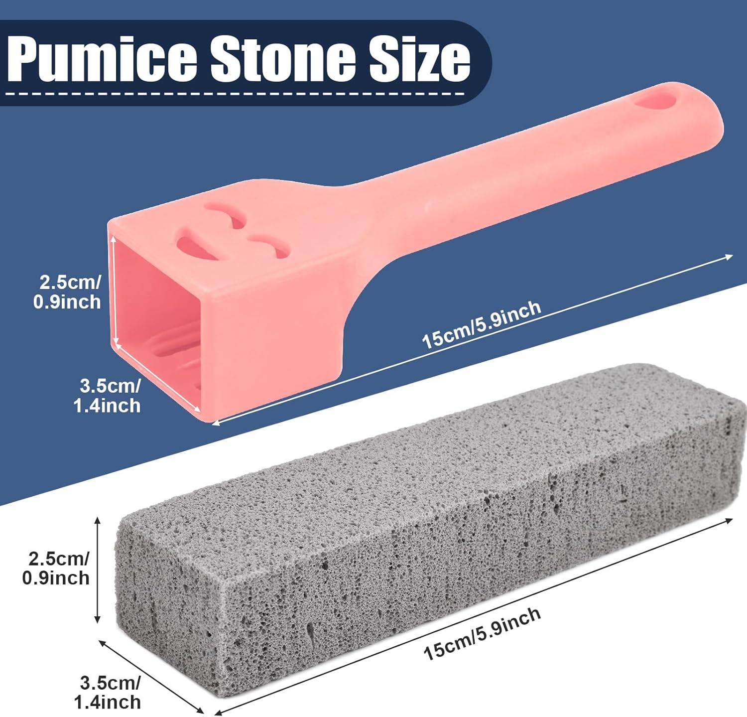 Navona 68 Pack Pumice Stone Scouring Sticks with 8 Universal Handles, Grey Pumice Cleaner for Toilets, Bathrooms & Multi-Surface Hard Water Stain and Limescale Removal
