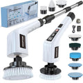 Electric Spin Scrubber, Cleaning Brushes for Household Use with 8 Replaceable Brush Heads, Power Scrubbers for Cleaning Bathroom, Extension Bath Brush Long Handle for Shower, Tub, Kitchen, Tile, Floor
