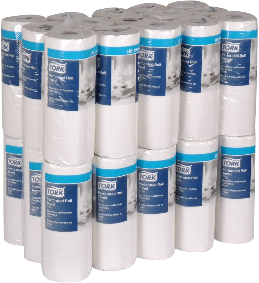 Tork HB1990A Perforated Paper Roll Towel, 2-Ply, 11" Width x 9" Length, White (Case of 30 Rolls, 84 per Roll, 2,520 Towels)