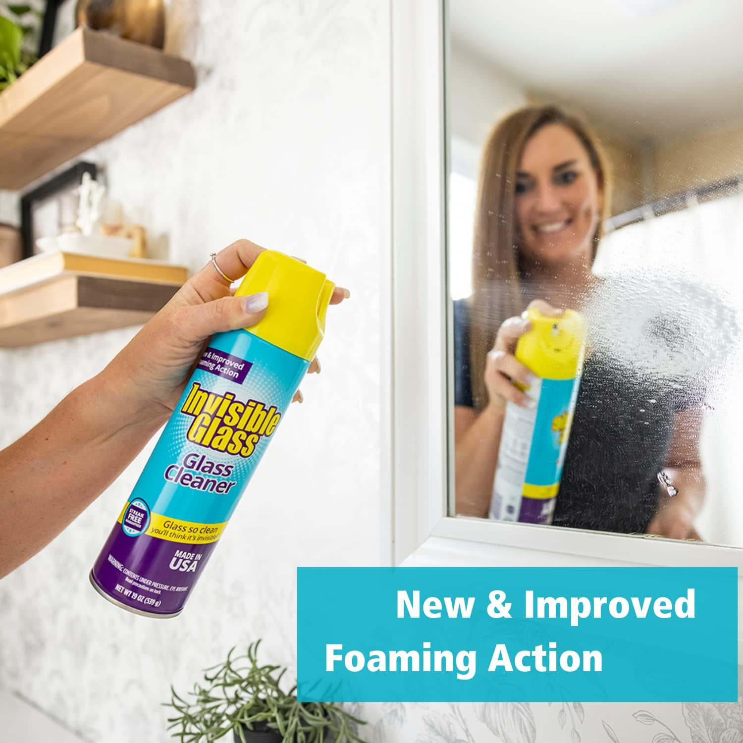 Invisible Glass 91160-6PK Premium Glass And Window Cleaner Aerosol Can Leaves Glass Streak Free And Residue Free With Improved Foaming Action, Pack Of 6