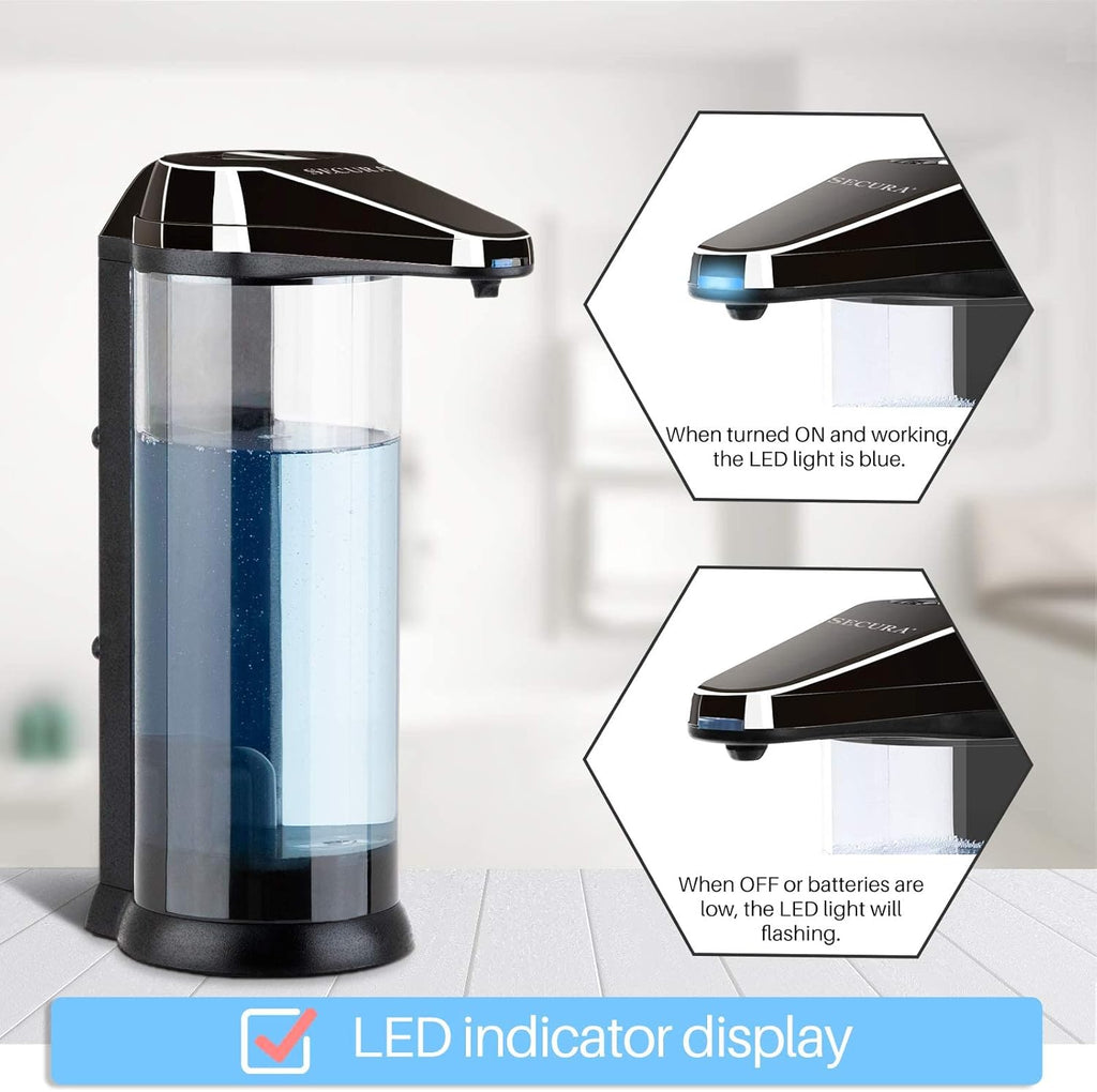 Secura 17oz / 500ml Premium Touchless Battery Operated Electric Automatic Soap Dispenser w/Adjustable Soap Dispensing Volume Control Dial (Dark Gunmetal)