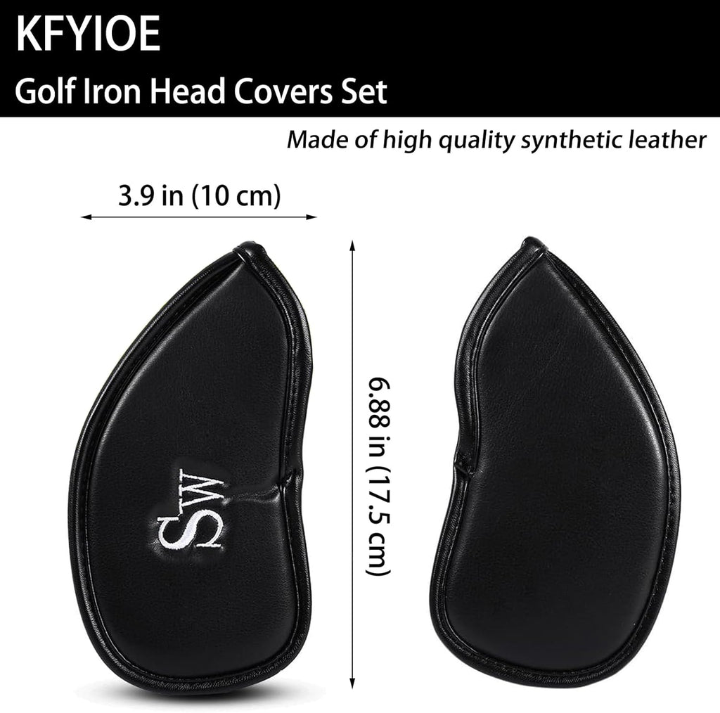 Golf Iron Head Covers (12-Pack) Synthetic Leather Waterproof Club Head Covers for Standard Irons – Magic Tape Closure, Universal Fit & Anti-Loss Design
