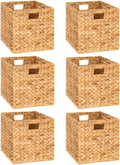 10.5 x 10.5in Wicker Storage Baskets for Shelves, Water Hyacinth Storage Baskets, Woven Baskets for Storage, Wicker Storage Basket for Bedroom, Living Room (6 Packs 10.5x10.5in)