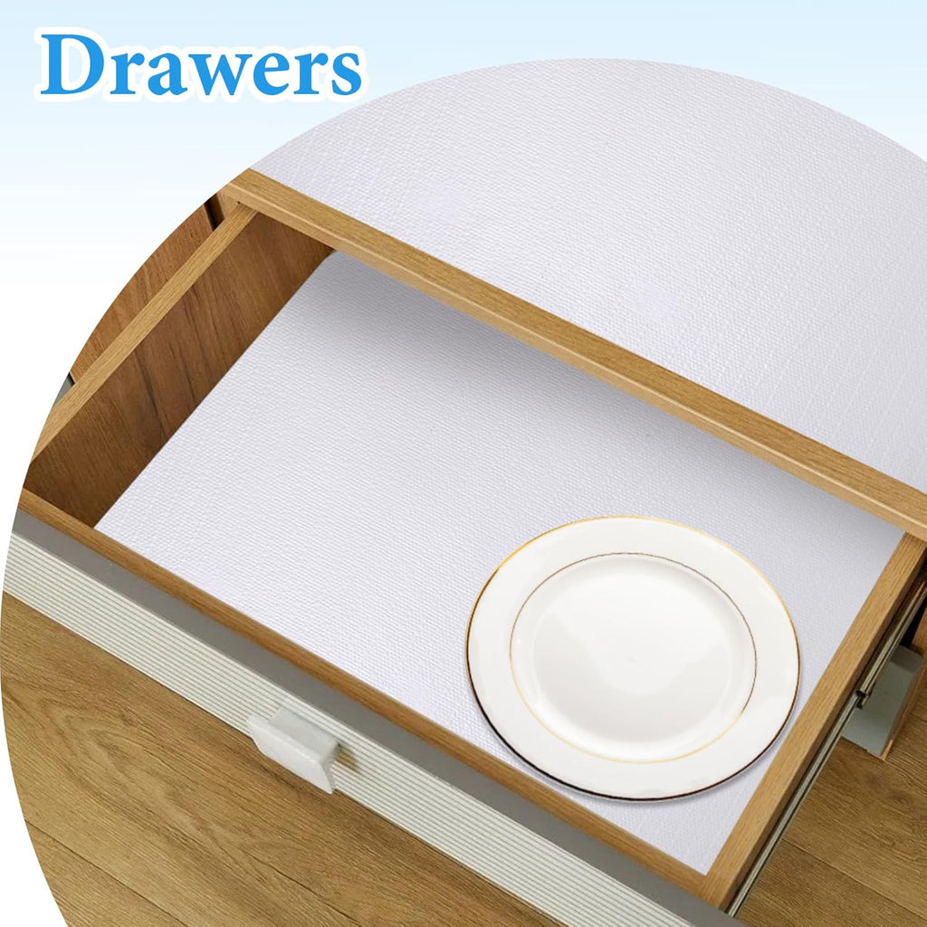 Shelf Liners for Kitchen Cabinets 17in x 20FT Non Adhesive Drawer Liner White Thickened Shelf Liner Paper Strong Non-Slip Easy to Clean for Tool Box Refrigerator with Knife and Tape Measure