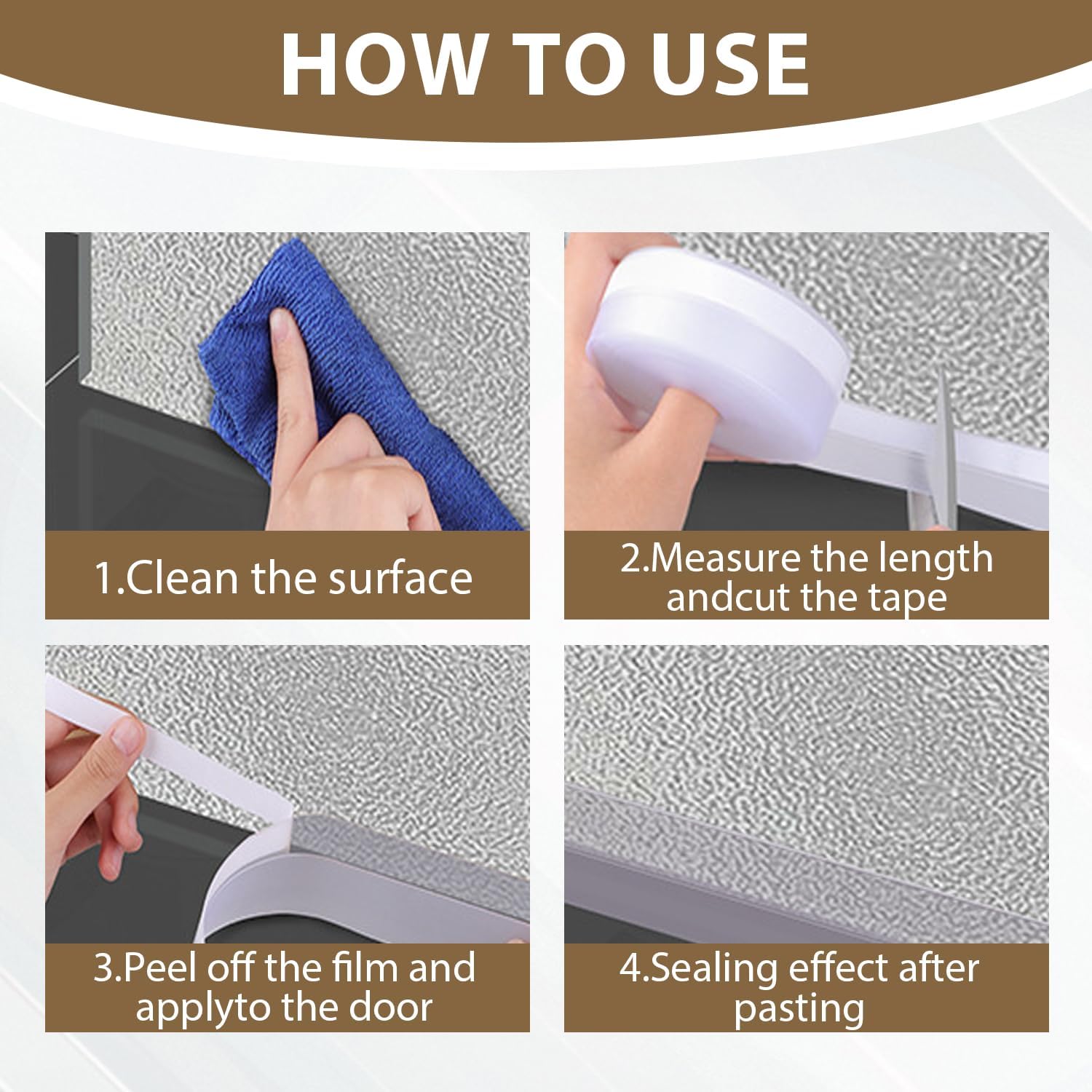 FOURGUN Silicone Weather Stripping Seal Door Tape 25 MM * 16.5FT Insulates Soundproofs Perfect for Door Frames Windows Bathroom Shower Glass Gaps Blocks Cold Air Rain