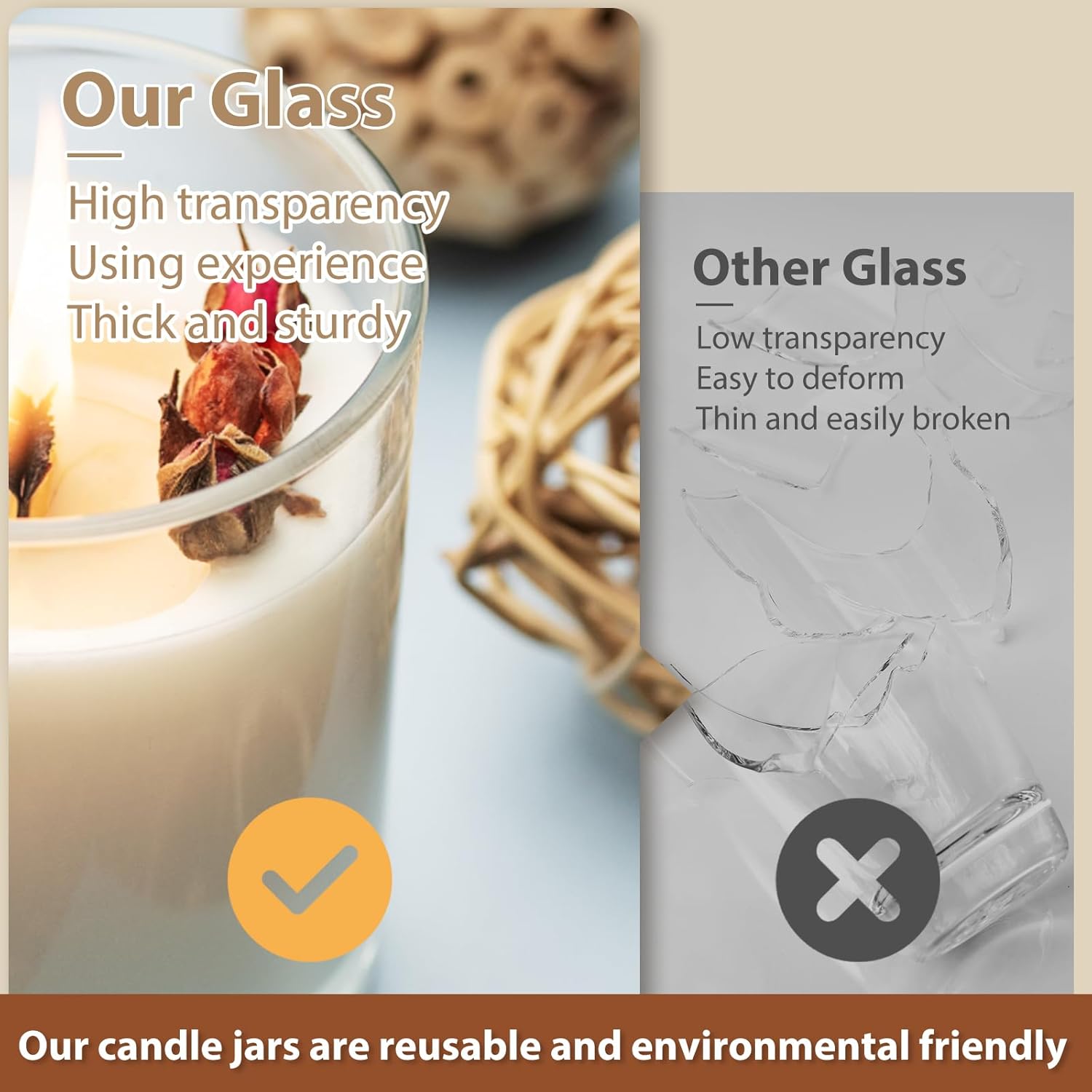 Thick Candle Jars for Making Candles 12 Pcs, 7 OZ Empty Jars with Wood Lids for Candle Making, Sample Container, Black