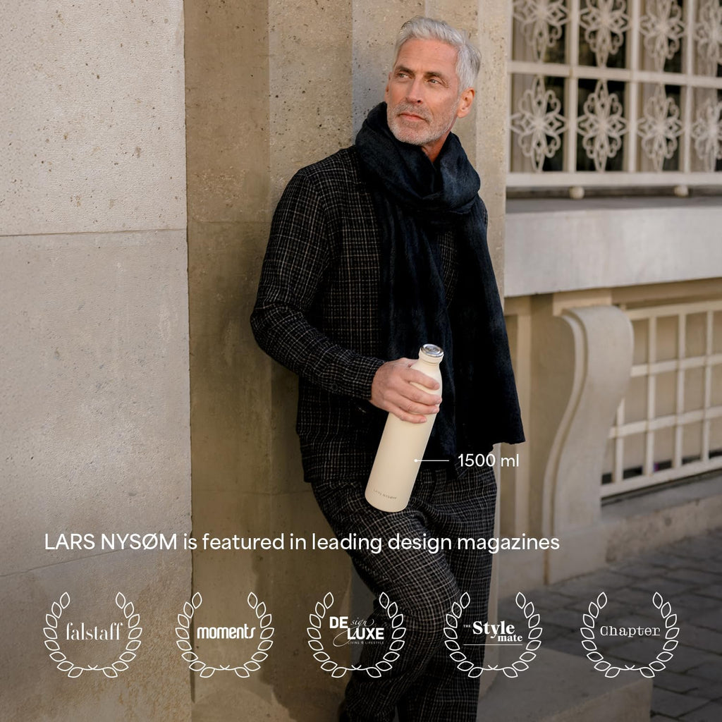 LARS NYSØM Stainless Steel Insulated XL Water Bottle 12oz 17oz 25oz 34oz 51oz | Insulated Thermo Flask for Hot and Cold Beverages | Leakproof Drinking Bottle (Pine Green, 50.7 oz)