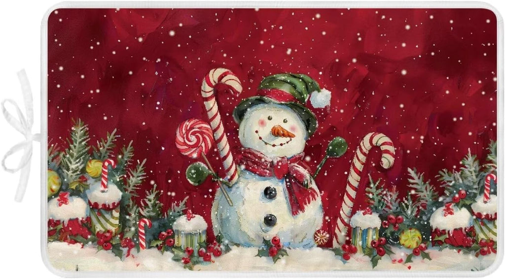 Ironing Mat Christmas Portable Iron Pad Magnetic Cover and Padding for Top of Washer, Dryer, Tabletop, Countertop,Travel Small Size Snowman Ironing Pads 32 x 16 Inch