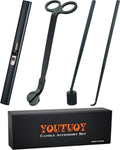 4 in1 Candle Accessory Set with Rechargeable Candle Lighter, Candle Wick Trimmer, Candle Wick Snuffer, Candle Wick Dipper, Candle Care Kit (Matte Black)