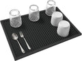 dish drying mat - 18" x 12" Black silicone drying mat , kitchen counter dish drying mats,rubber dish drying mat, Applies to bar mat、coffee mat