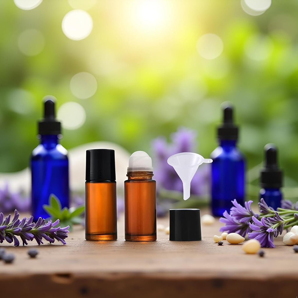 2Pcs Brown Glass Essential Oil Roller Bottles Refillable Roll on Bottles Empty Deodorant Bottle Containers Rollerball Beauty Personal Care Fragrance Cosmetics Tools (50ML)