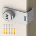 90 Degree 3-Digit Combination Cabinet Lock, Zinc Alloy Keyless Folding Hasp Lock Latch, Password Security Rotary Door Latch for Office File Cabinet, Drawer, Locker, Cupboard (1, Silver)
