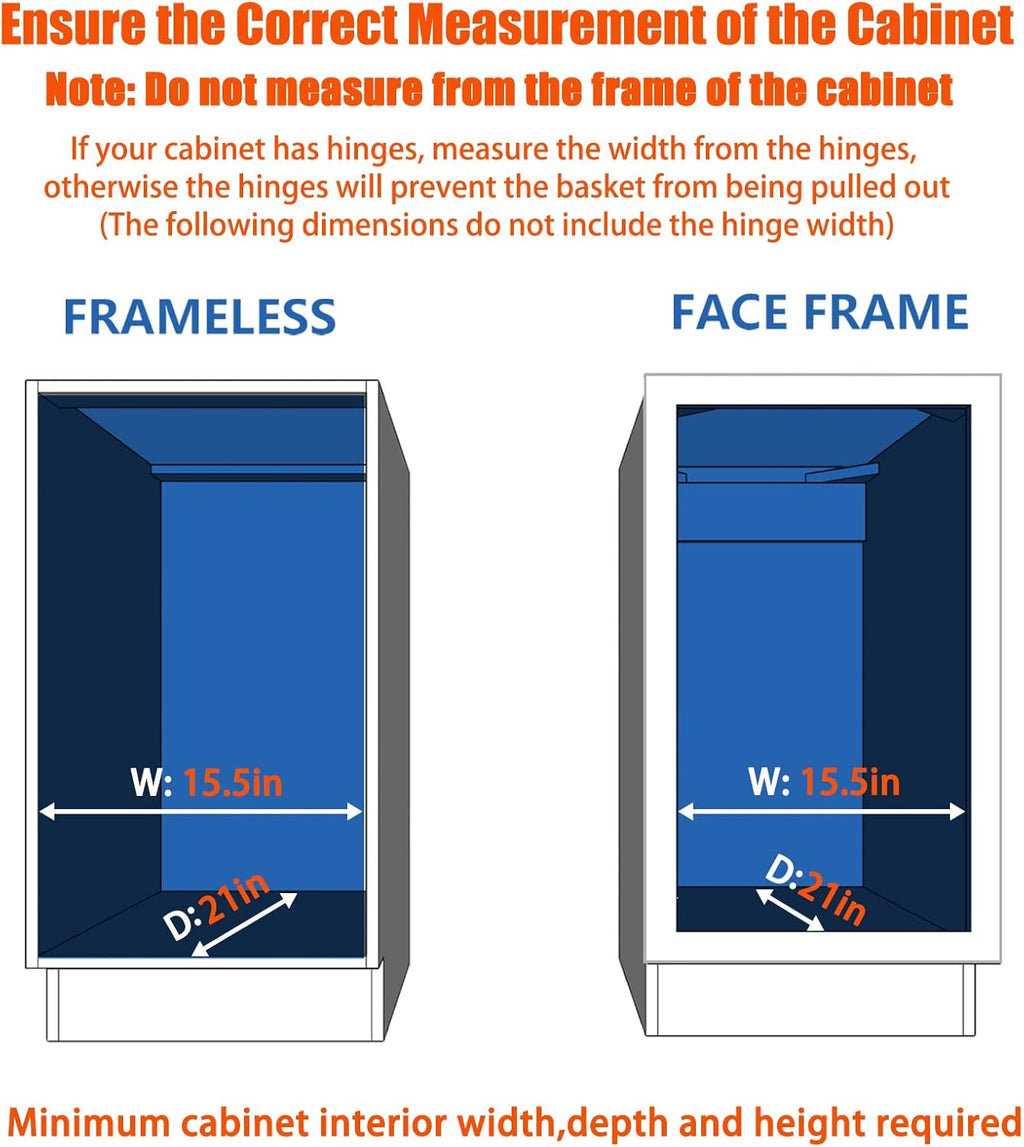 ROOMTEC Pull Out Cabinet Organizer, Cabinet Pull Out Shelves 14" W x 18" D, Heavy Duty Cabinet Drawers Slide Out Kitchen Cabinet Organizers Storage Shelf