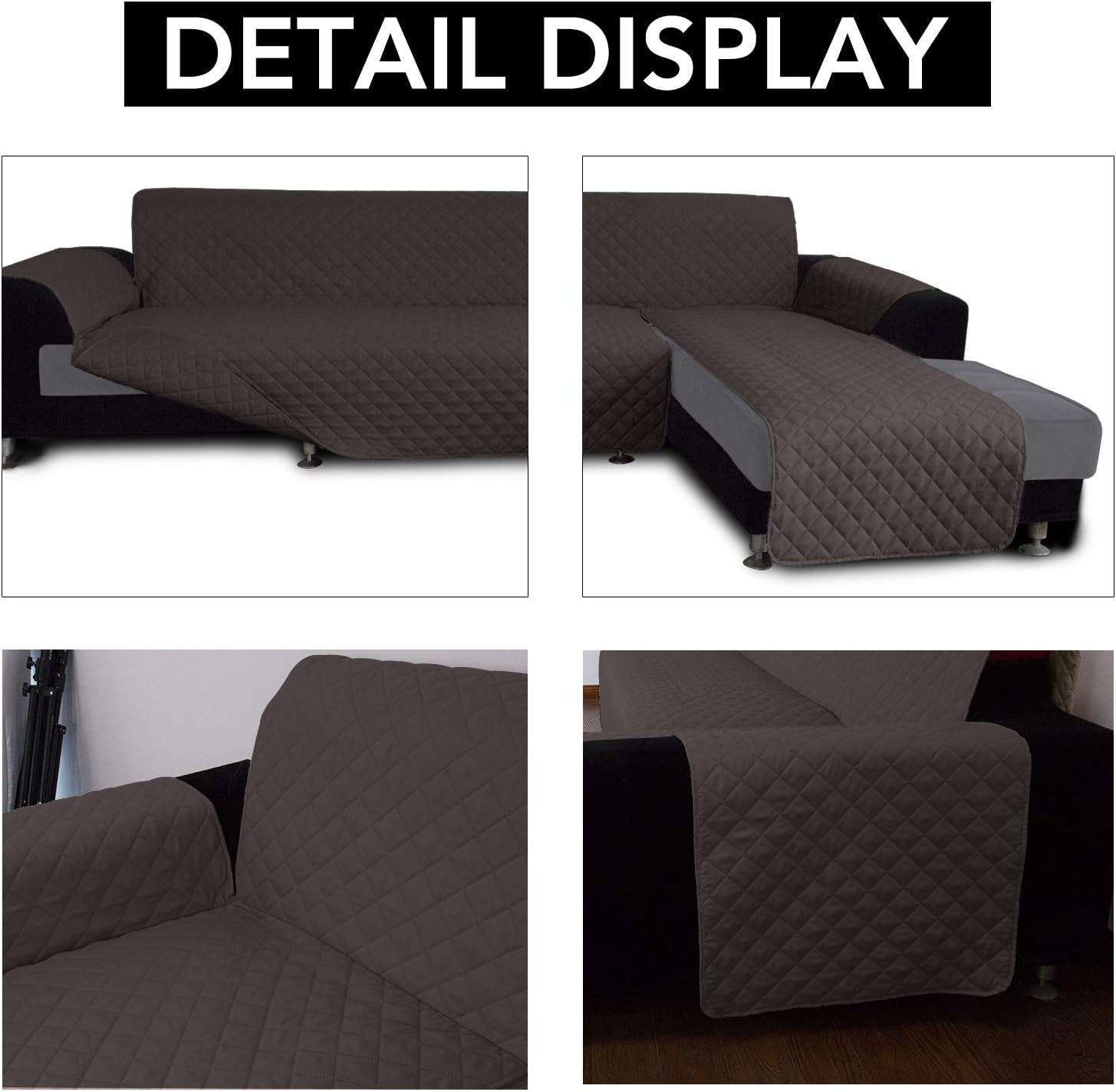 Easy-Going L Shape Sofa Slipcover Sectional Couch Cover - Reversible & Pet-Friendly (X-Large, Chocolate/Chocolate)