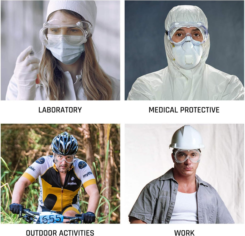 Safety Goggles Medical Goggles Fit Over Eyeglasses Anti-Fog Safety Glasses Clear Lab Goggles chemistry Protective Eyewear ANSI Z87.1