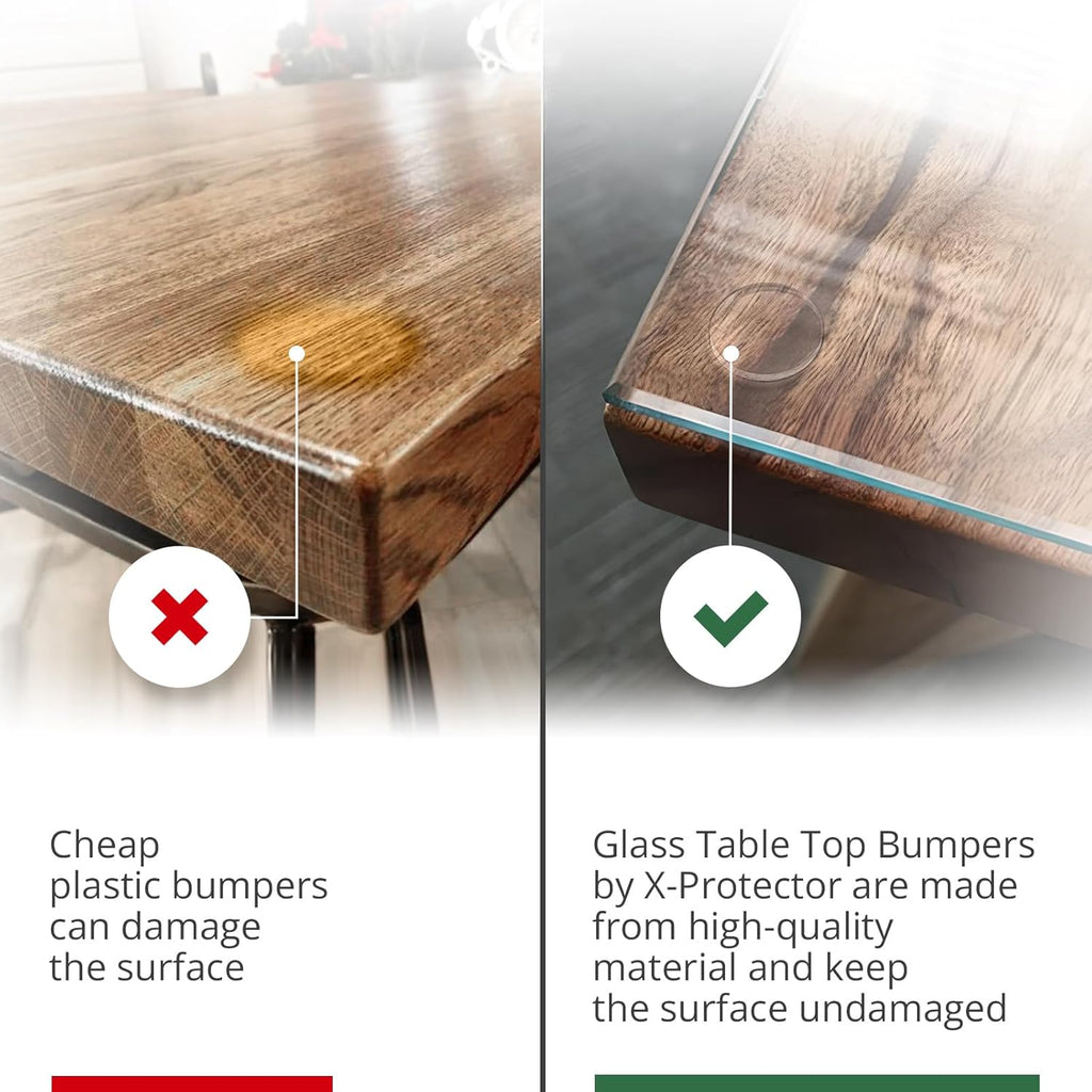 X-Protector Glass Table Top Bumpers - 20 PCS 1.2"- Self-Adhesive Glass Table Top Anti Slip Pads - Clear Rubber Glass Table Top Grippers - Glass Table Protector to Keep Glass Table Top from Sliding!