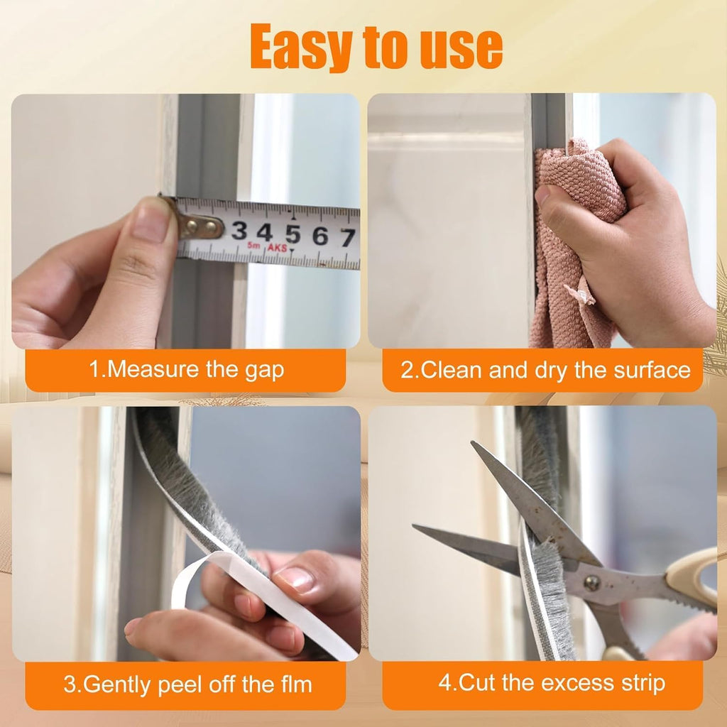 39.4FT Brush Weather Stripping, Neat Pile Self Adhesive Seal Strip for Windows and Door, Weatherstrip for Soundproofing, Windproof, Dustproof, Stronger Stickiness, 0.35'' Wide x 0.35'' Thick, Brown
