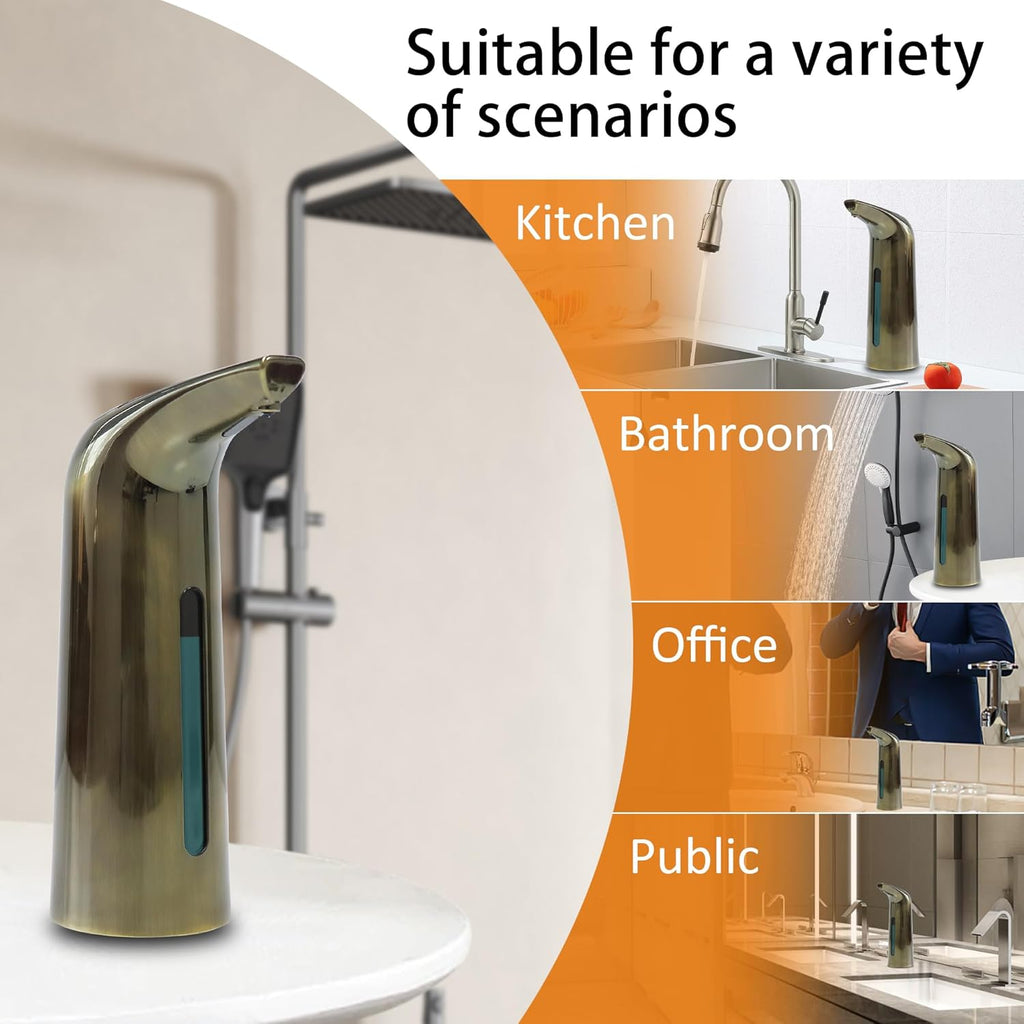 Automatic Liquid Soap Dispenser Touchless,400ML Modern Dish Soap Dispenser with Sensor,4 Gear Adjustable Battery Operated Waterproof Hand Sanitizer Dispenser for Bathroom,Kitchen