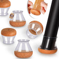 Chair Leg Floor Protectors for Hardwood Floors Felt Furniture Pads Silicone Caps 16 Pack Anti-Scratch Reduce Noise Clear Round Medium Fit 3/4" to 1-3/16" (19-30mm)