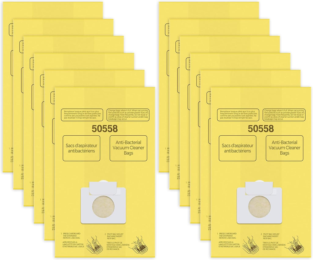 50558 Vacuum Cleaner Bags Replacement for Kenmore Canister Type C/Q 5055, 50555, 50557, 50558 and Pana·sonic Type C-5, C-18, 200 Series, 400 Series, 600 Series, 800 Seires Vacuum - 12 Pack