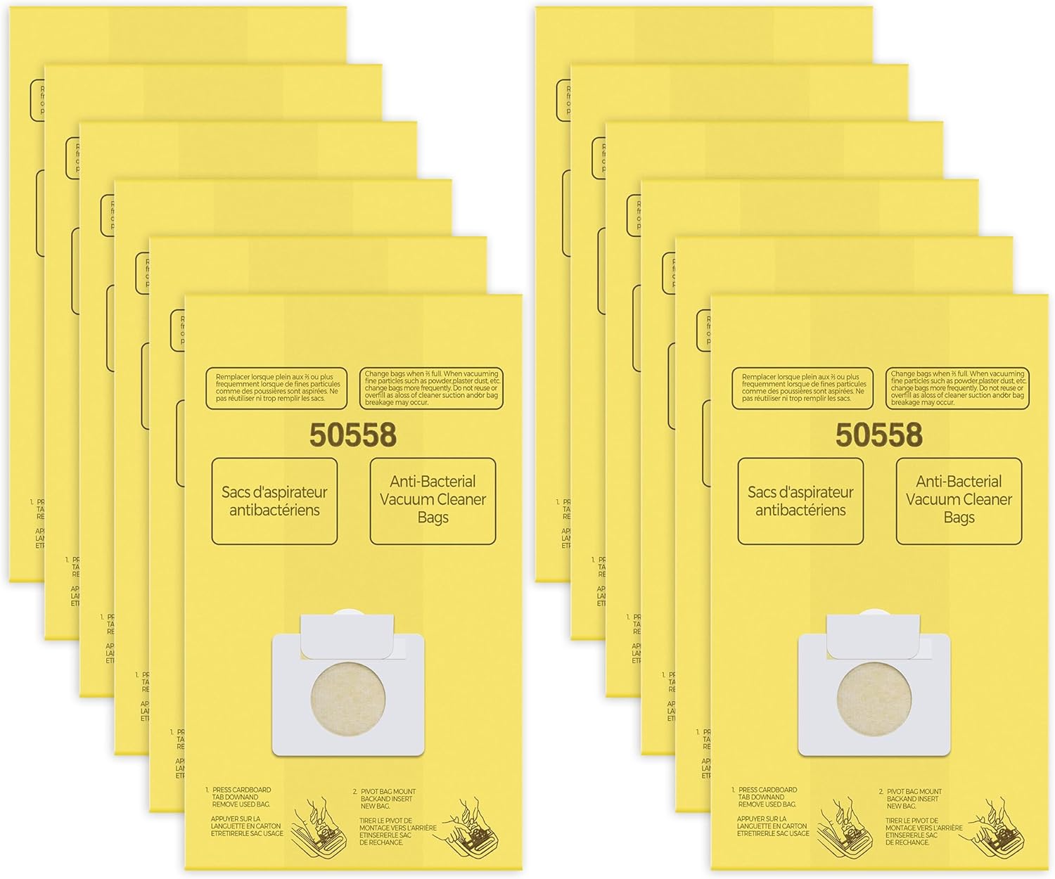 50558 Vacuum Cleaner Bags Replacement for Kenmore Canister Type C/Q 5055, 50555, 50557, 50558 and Pana·sonic Type C-5, C-18, 200 Series, 400 Series, 600 Series, 800 Seires Vacuum - 12 Pack
