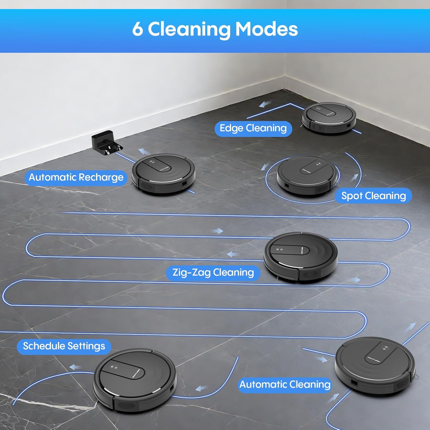 Bagotte Robot Vacuum and Mop with 5000Pa, Robot Vacuum Cleaner with Schedule, 4 in 1 Robotic Vacuum Cleaner,Ultra Slim,Self-Charging,Wi-Fi/Voice/App, Perfect for Pet, Hard Floors, Carpet