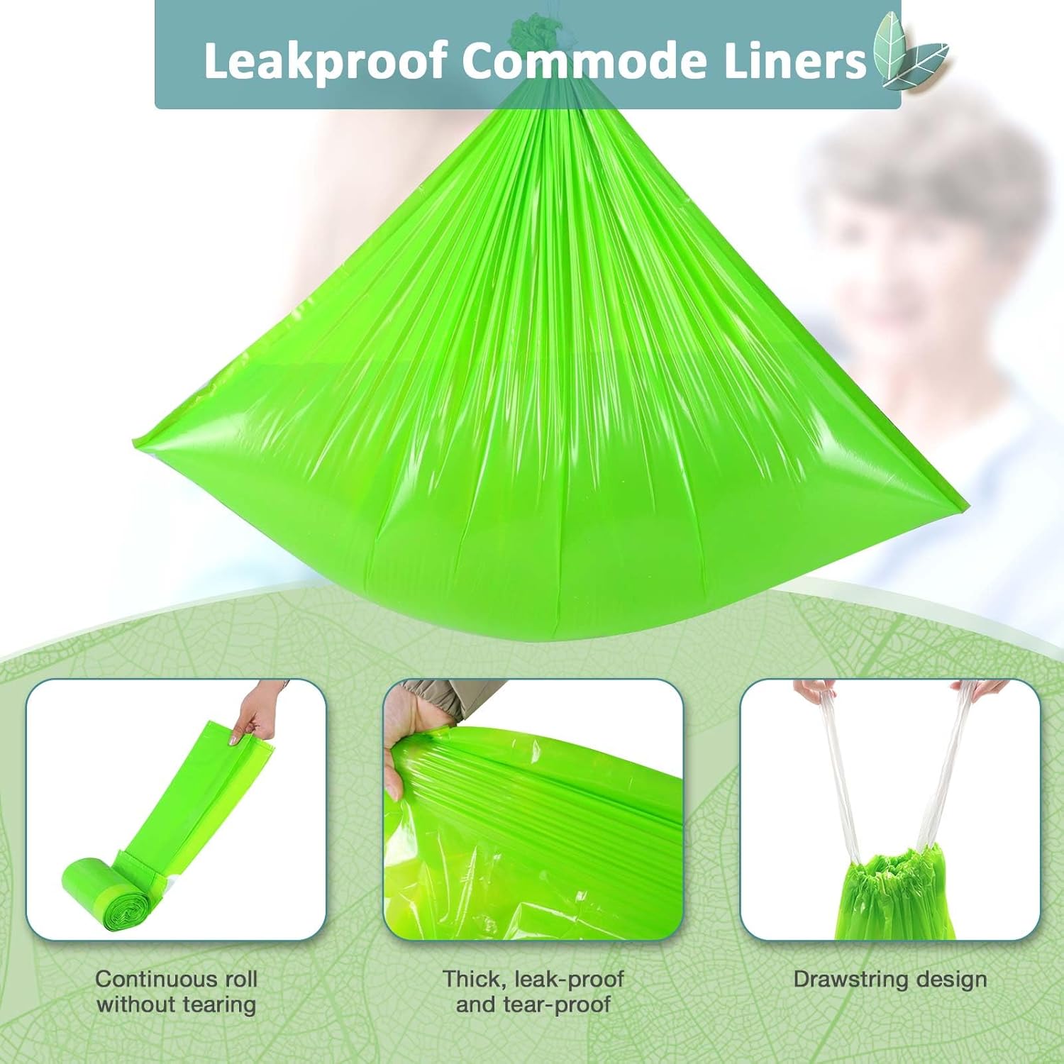 Commode Liners for Bedside Commode Vanilla Scented 100pcs Disposable Bags Universal Fit Most Standard Toilet Chair Bucket