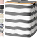 BALEINE Laundry Hamper with Lid, Tall Laundry Baskets with Bamboo Pull Handles, Large Laundry Bin with Internal Support (36 Gal/140L, Grey Stripe)