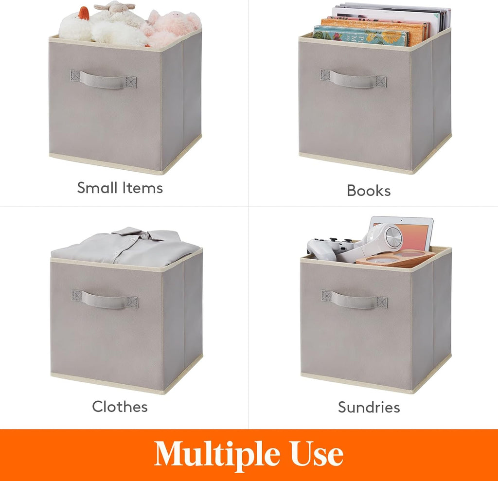 Lifewit 13 Inch Storage Cubes, 10 Packs Cube Storage Bins, Foldable Fabric Bins, Multi-color Organizers Decorative Organizing Baskets for Shelves for Closet, Utility Room, Storage Room, Light Gray