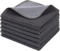 KinHwa Kitchen Washcloths for Dishes Absorbent Microfiber Dish Cloths Quick Dry Dish Rags with Poly Scour Scrub Side Ideal for Kitchen Cleaning (Grag-B, 12inchx12inch 6 Pack)