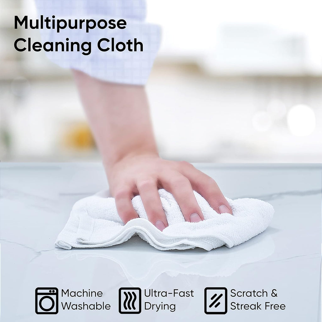 Superio Terry Cloth Rags White Washcloths 100% Cotton 12" Cleaning Cloths, Kitchen Towels, Facial Washcloth, Spa Cloths, Hand Towel, Small Lint Free Rags for Multi-Purposes (24 Pack)