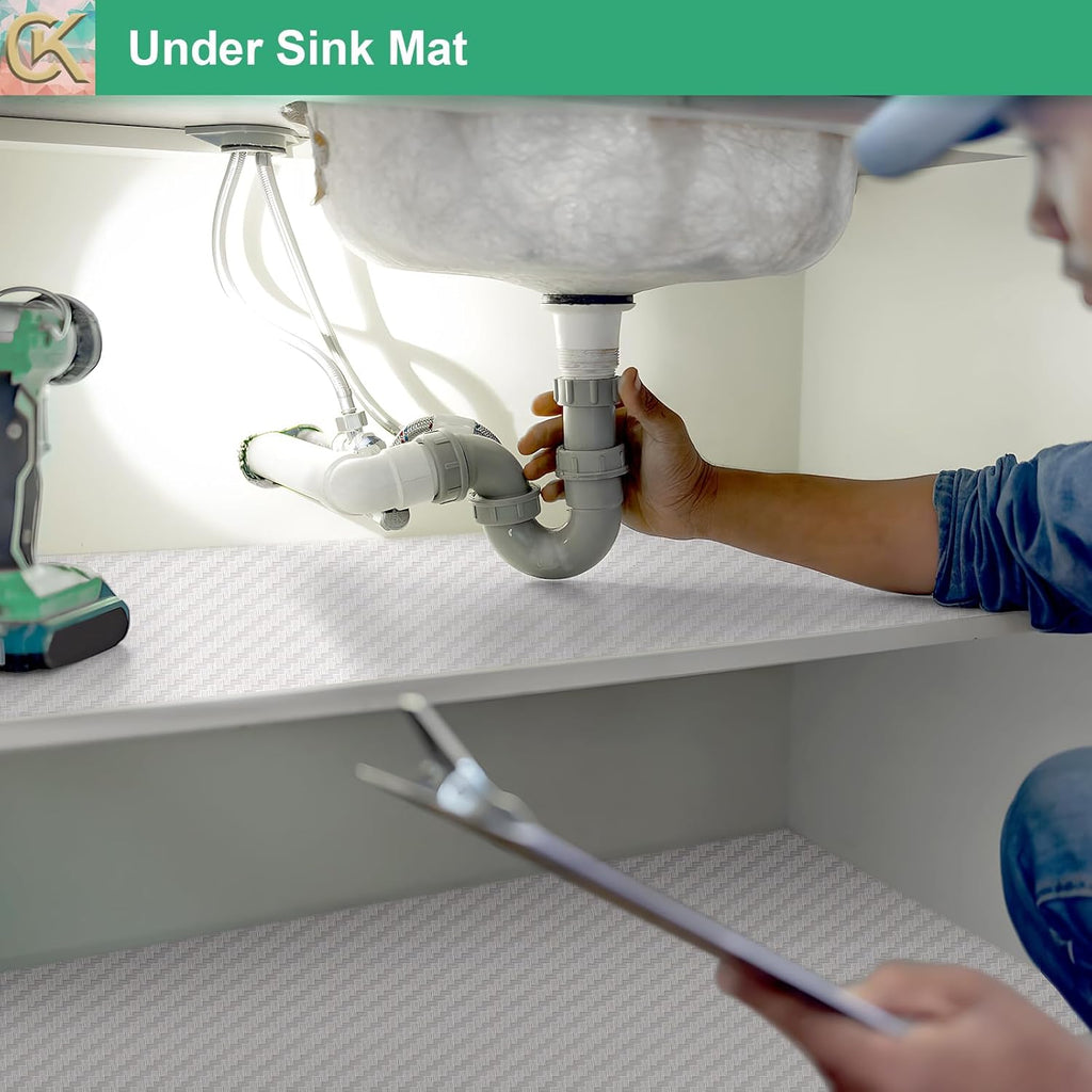 Self-Adhesive Shelf Liner Kitchen Liner, Waterproof Backed Paper Easy Peel and Stick Contact Liner Without Residue for Decor Your Desk Surface, Kitchen Countertops (White, 11.8 x 59 inches)