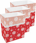 13 Gallon Disposable Pop-Up Trash Cans (3-Pack) with Fitted Bags – Foldable Garbage & Recycling Bins for Parties, Events & Kitchen (Snowflake, 17" H x 13.5" W x 10" D)