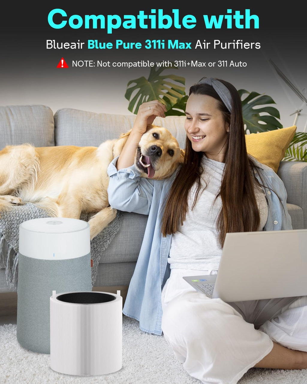 Leemone 2 Pack Blue Pure 311i Max Replacement Filter Compatible with Blue Pure 311i Max Air Purifier, Activated Carbon Filter