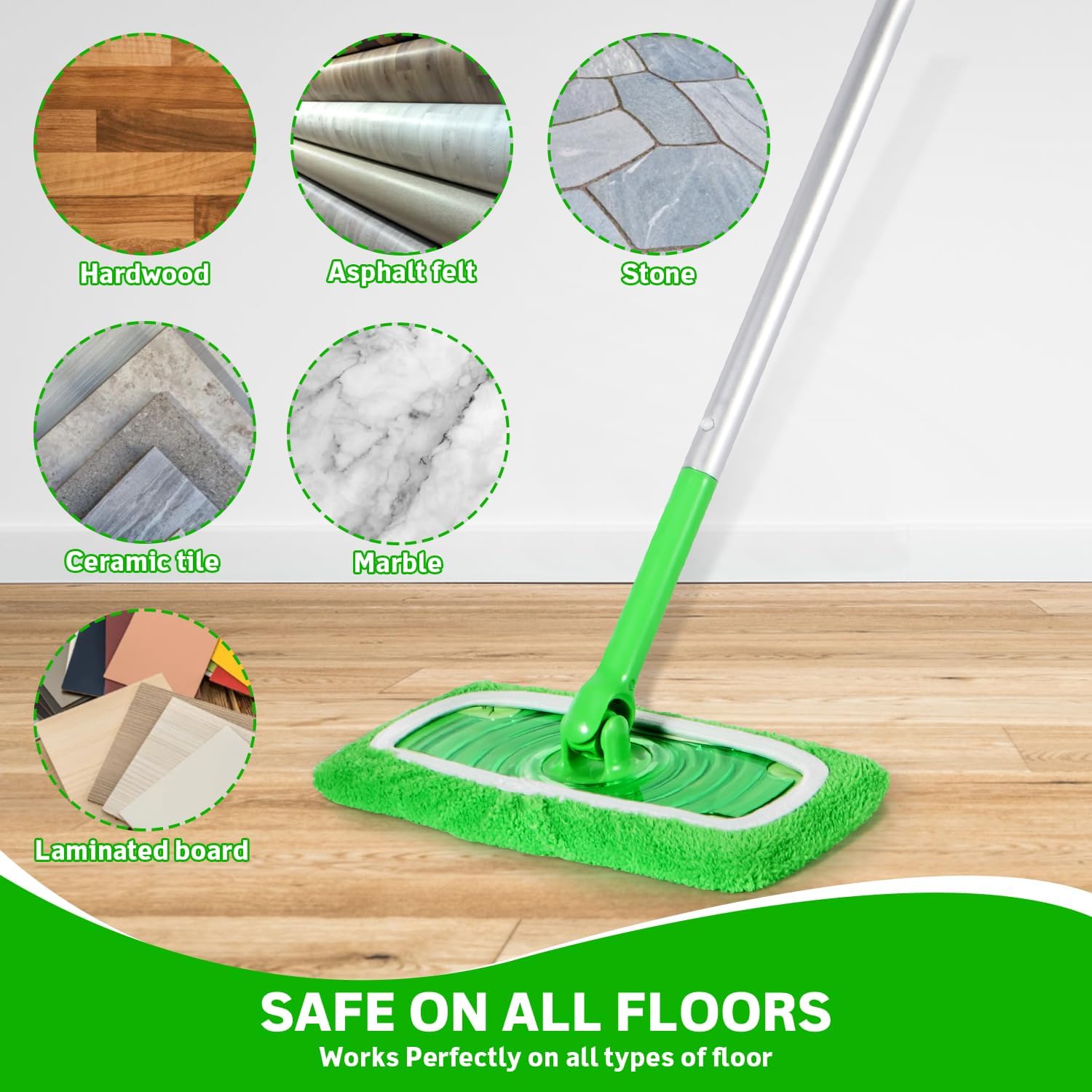 6 Pack Reusable Microfiber Mop Pads Compatible with Swiffer Sweeper Mop, Dry Sweeping Cloths & Wet Mopping Cloths, Washable Wet Pads Refill for Hardwood Surface Floor Cleaning
