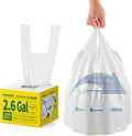 Small Trash Bags with Handles 2.6 Gallon 200 Count White - Ocean Plastic Upcycling - Plastic Garbage Bags, Can Bin & Waste Basket Liner for Kitchen, Bathroom, Office and Pets