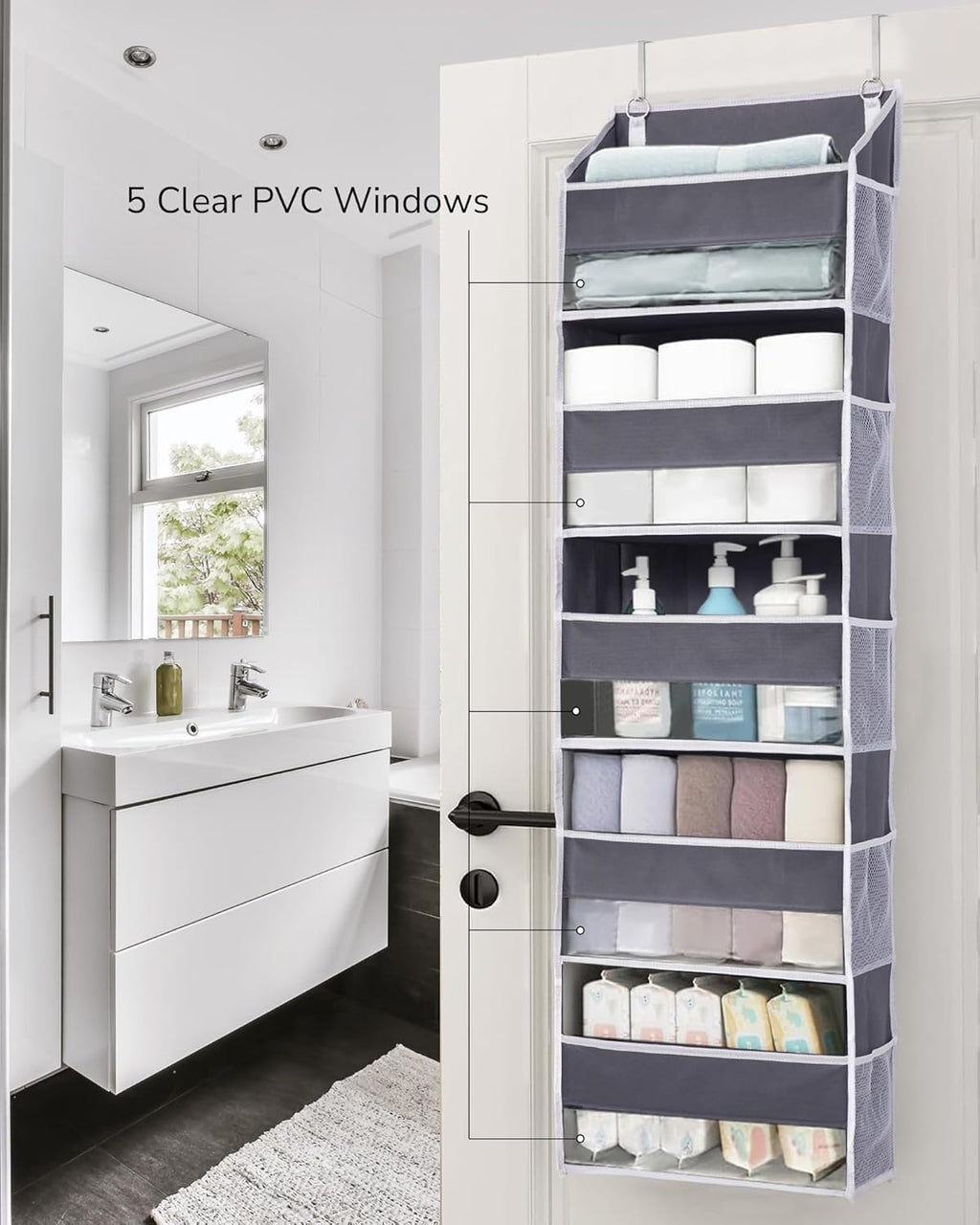 ULG 2 Pack 5-tier Over the Door Organizer Dark Gray