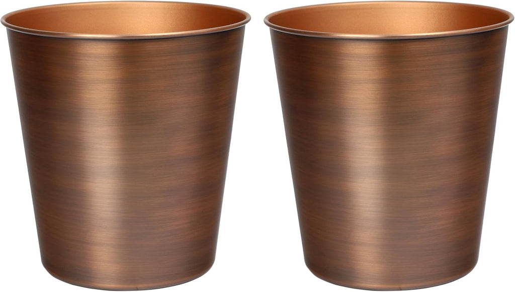 happimess HPM1113B-SET2 Nolan Modern Classic Smooth Steel 2 Gal Waste Bin for Kitchen, Office, Bathroom, Bedroom, Dorm, Antique Copper (Set of 2)
