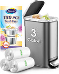 Teivio 3 Gallon 150 Counts Strong Trash Bags Garbage Bags, Bathroom Trash Can Bin Liners, Small Plastic Bags for Home Office Kitchen Kitchen, Clear