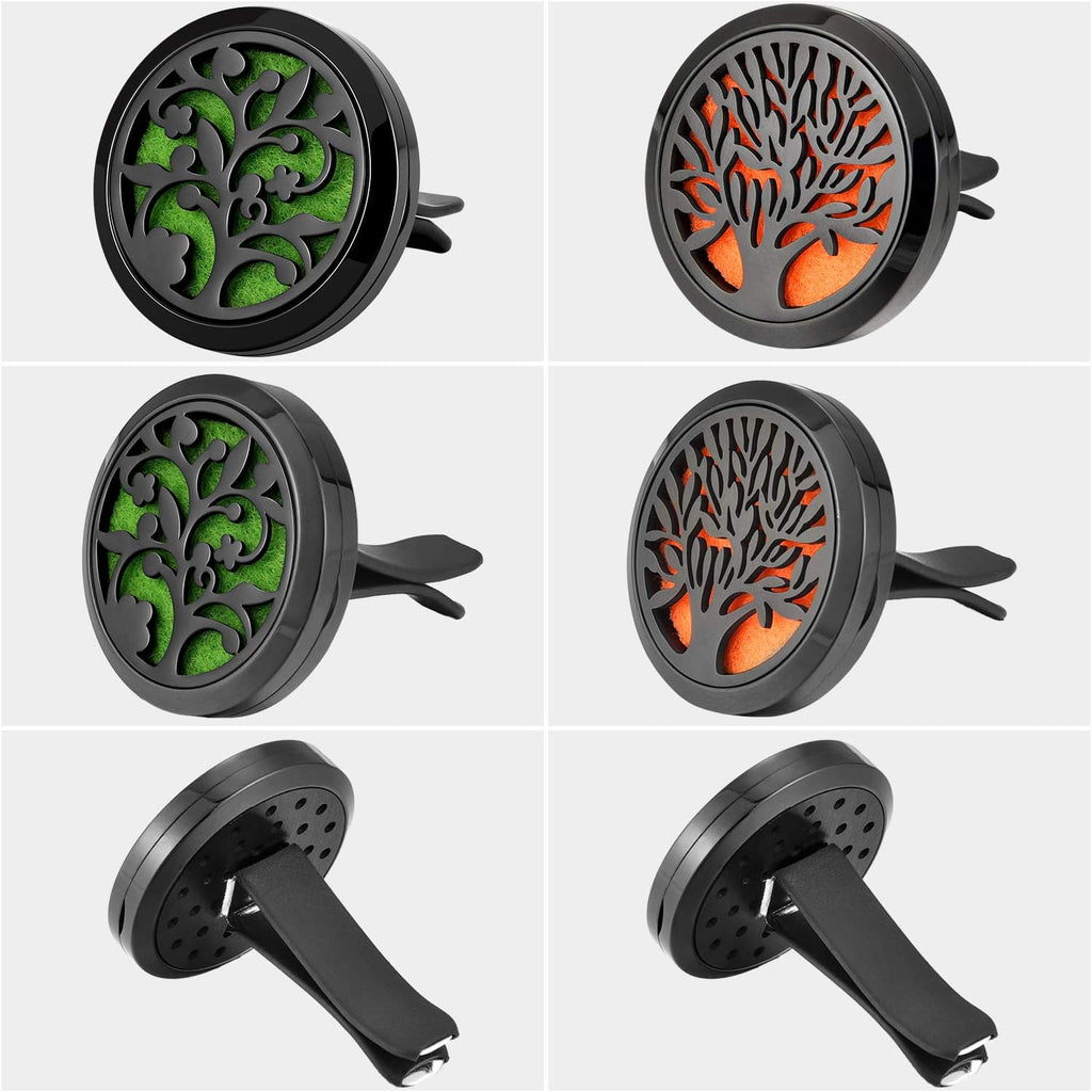 2 Pieces 316L Stainless Steel Car Aromatherapy Essential Oil Diffuser Air Freshener Vent Clip Locket with 48 Pieces Replacement Felt Pad for Christmas Valentine’s Day Giving (Tree and Cloud Tree)